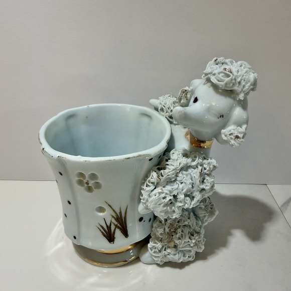 H & H Other - BLUE spaghetti poodle 50's  MCM Planter cigarette holder Japan made